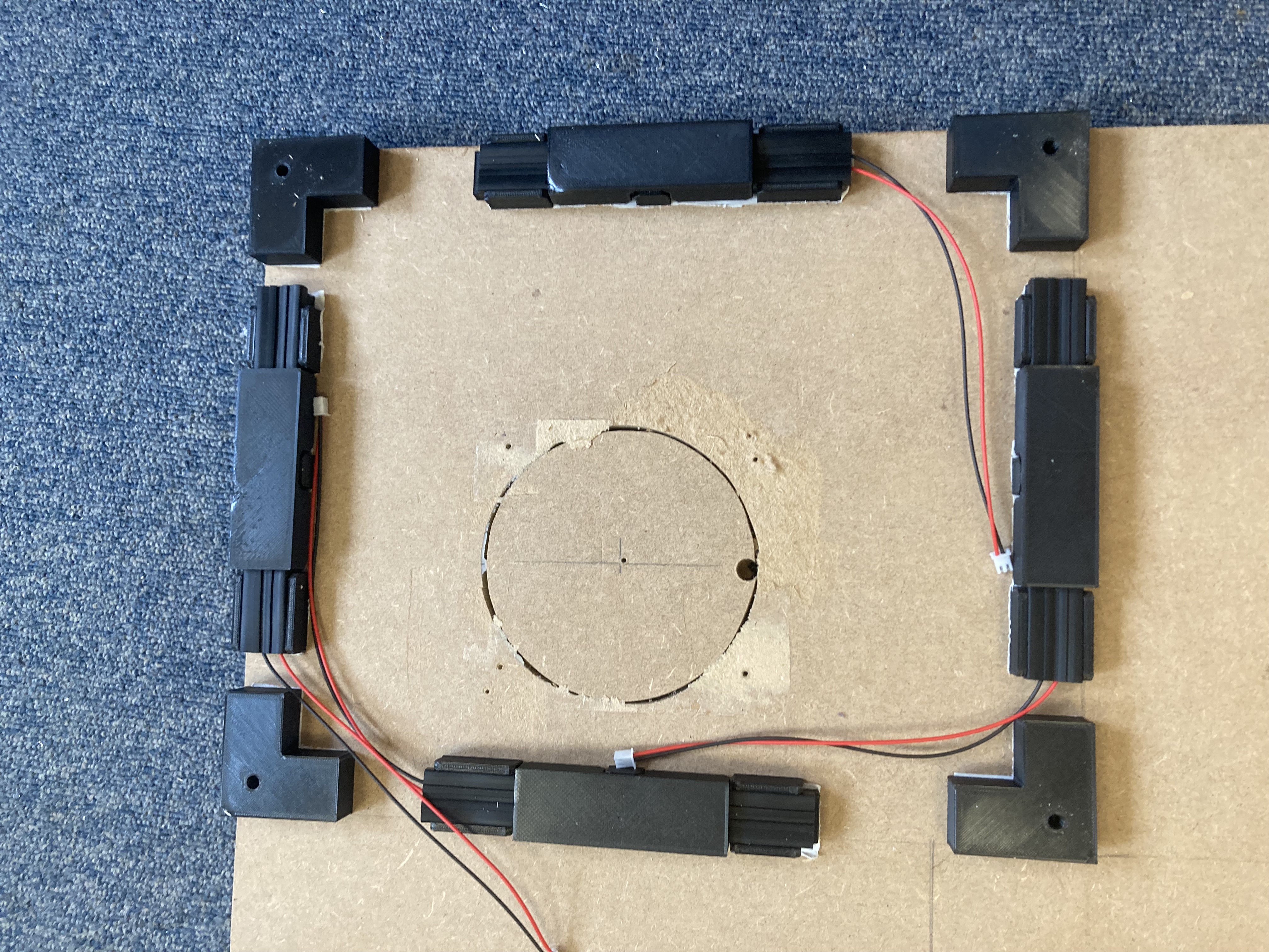 3d printed mounting hardware for the first panel, and sensors